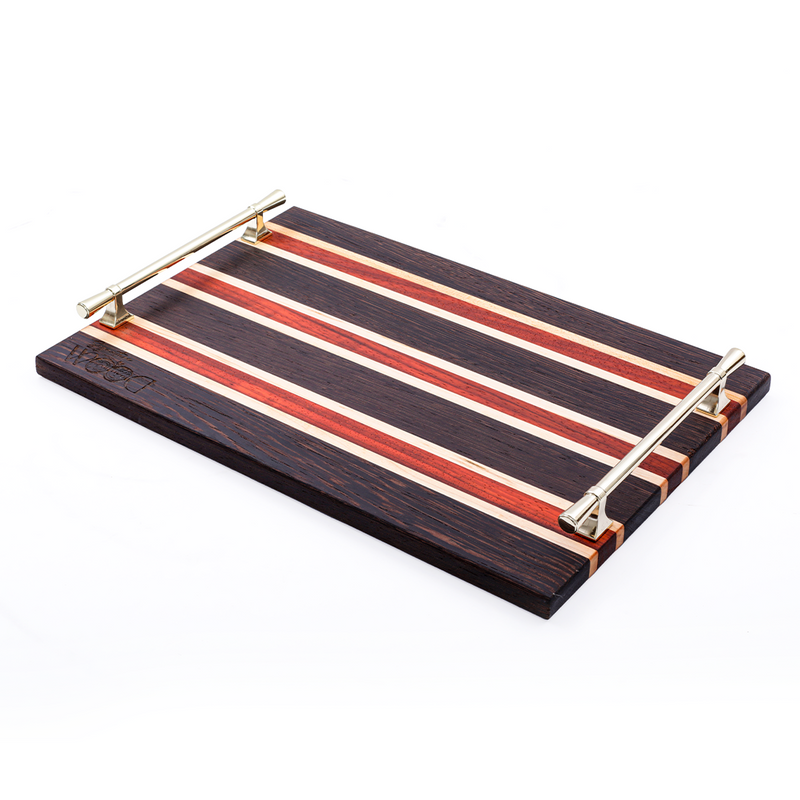 Beautiful Black Serving Trays with Gold Handle
